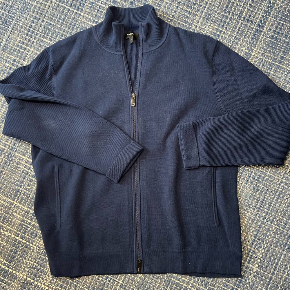 Theory Men's Navy Full-Zip Sweater.  Sz M